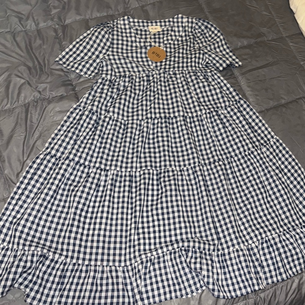 BiBi Navy Checkered Women’s Dress